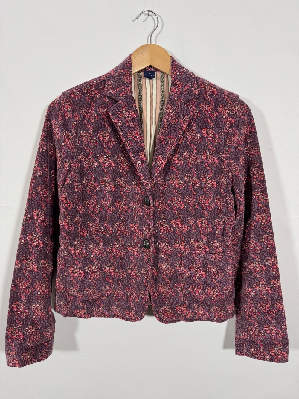 {GAP} Vintage Academy Stretch Blazer Pink Floral Corduroy Fitted WBZ1